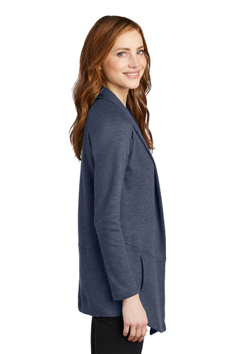 KMD-177 | Port Authority Ladies Interlock Cardigan - Blue/Charcoal - Image 3